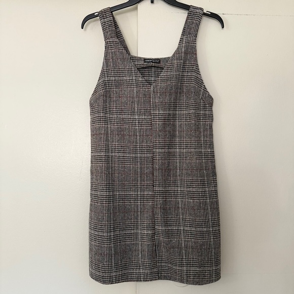 Women plaid Short Dress Jumper Overall Dress Casual Street Airport Style Size M - Picture 2 of 6